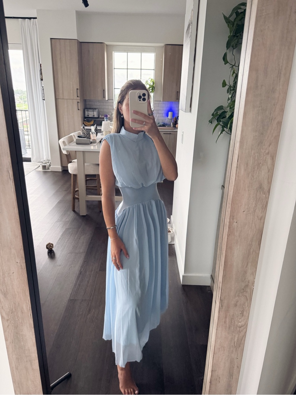Shein Elegant Light Blue Sleeveless Maxi Dress (Size XS)